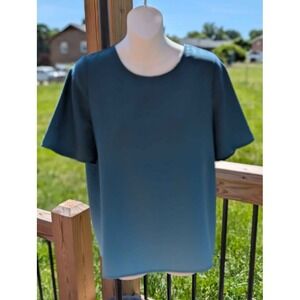 Marie Oliver Blue Keyhole Blouse Womens Small Short Sleeve Top